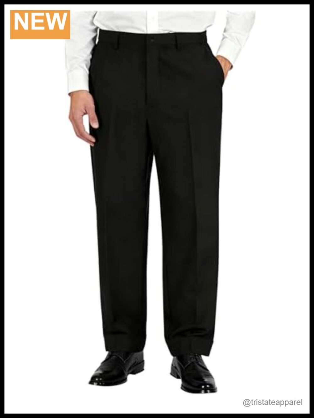 Men's Classic Fit Flex Waist Flat Front Dress Pant - Straight Leg Slacks